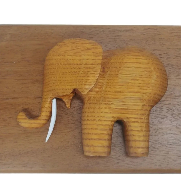 Wooden Elephant Wall Plaque - Picture 2 of 5